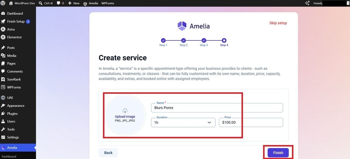 create service on amelia