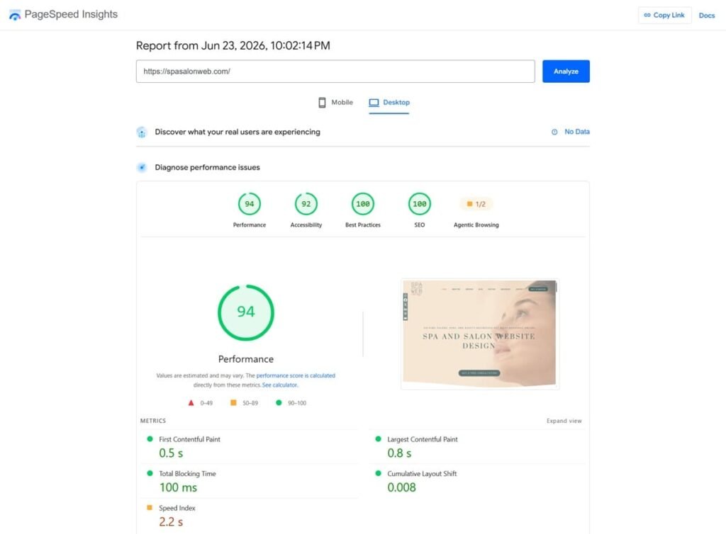 google pagespeed insights desktop