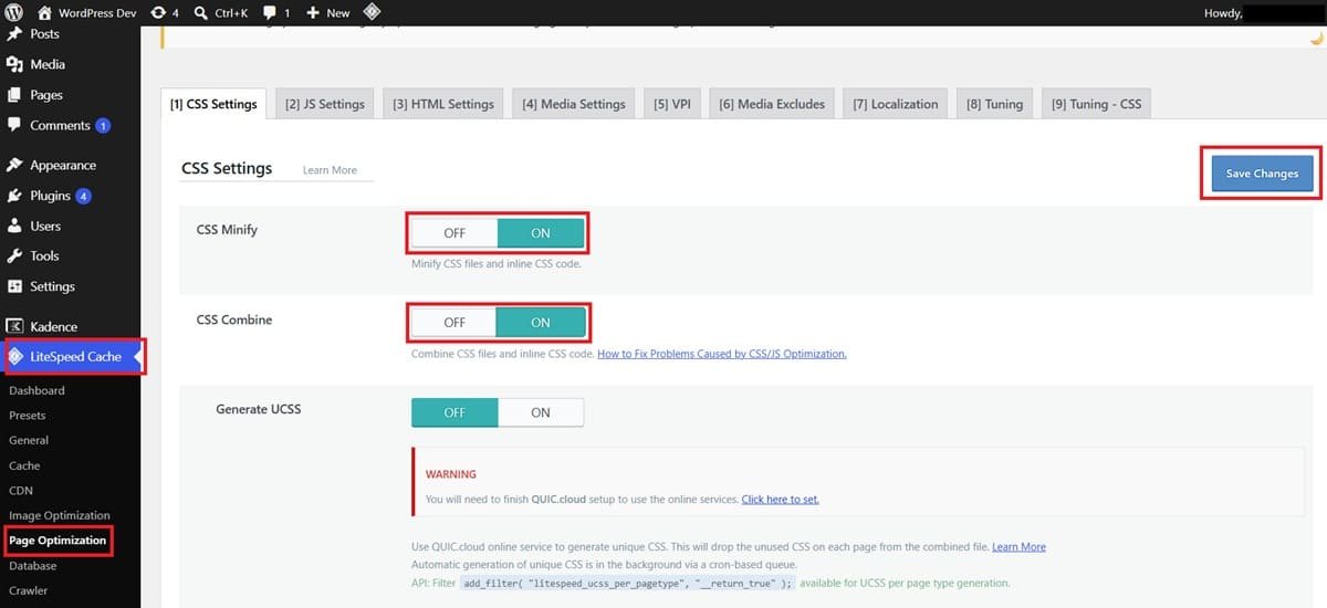 litespeed cache optimization