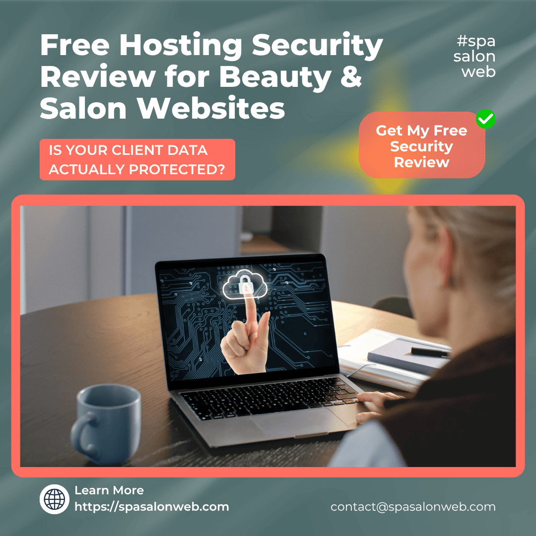Free hosting security review offer for beauty and salon websites from SpaSalonWeb